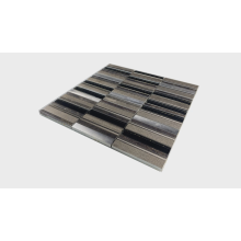 high quality peel and stick metal Black glass mix metal strip tile mosaic for fireplace kitchen decoration